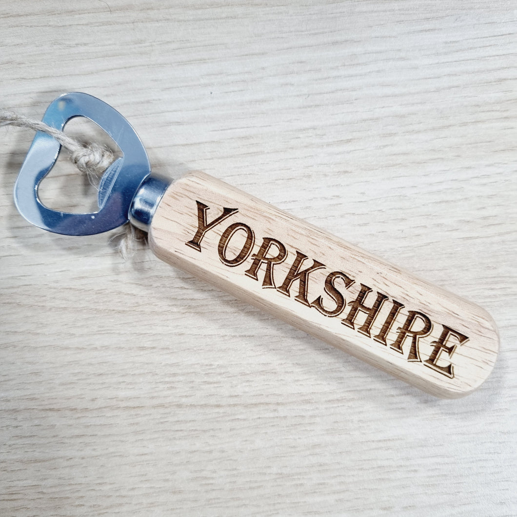 Bottle Opener - Yorkshire  - Laser Engraved Wooden And Stainless Steel Bottle Opener - Fred & Bo