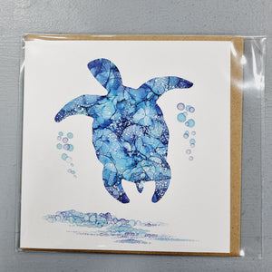 Greetings Card - Turtle - Nichol Stokes Designs - Alcohol Ink Artwork