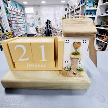 Load image into Gallery viewer, Perpetual Calendar with Wooden Cottage - Three colours to choose - Tina&#39;s Lovely Creations
