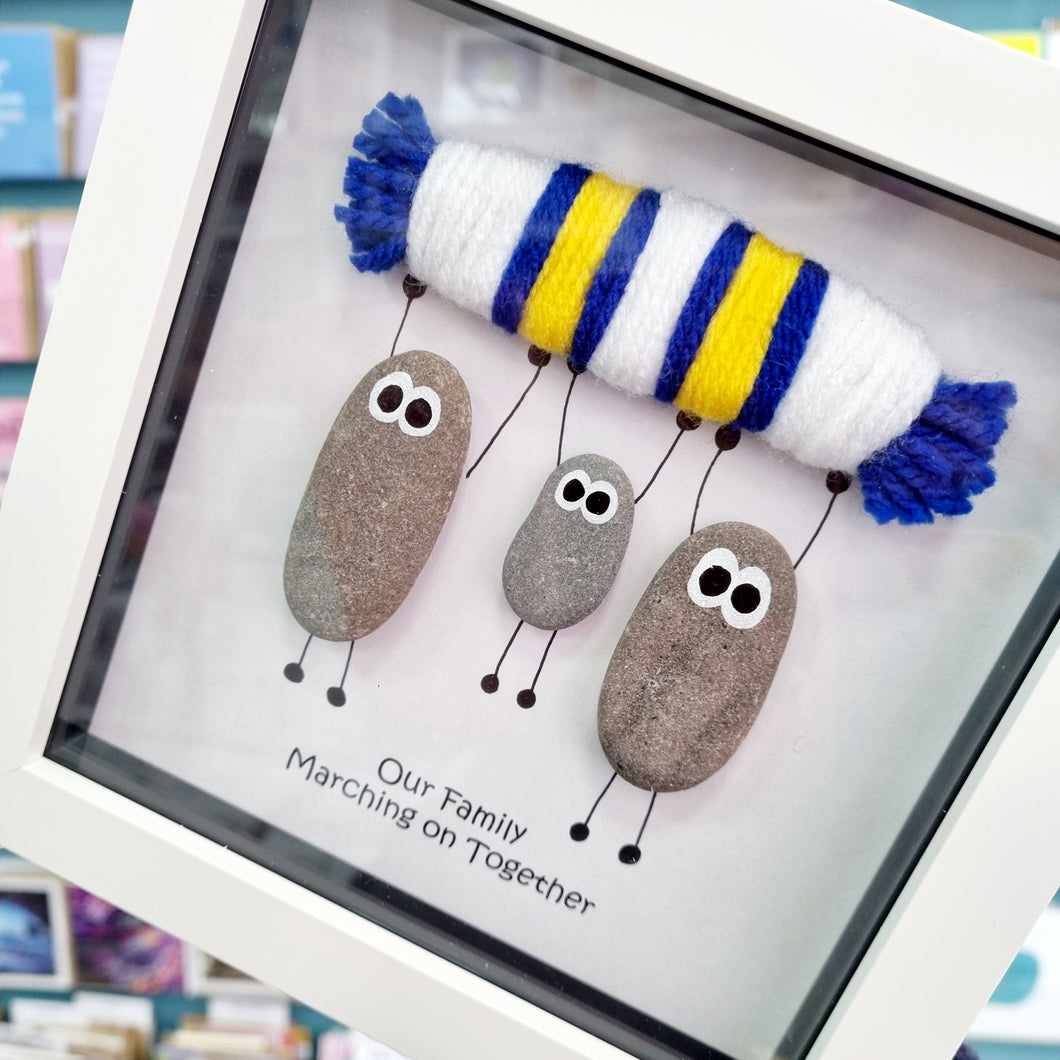 Leeds United (Family of 3) Pebble Art Frame - Our Family Marching On Together - Pebbled19 - Football Fans