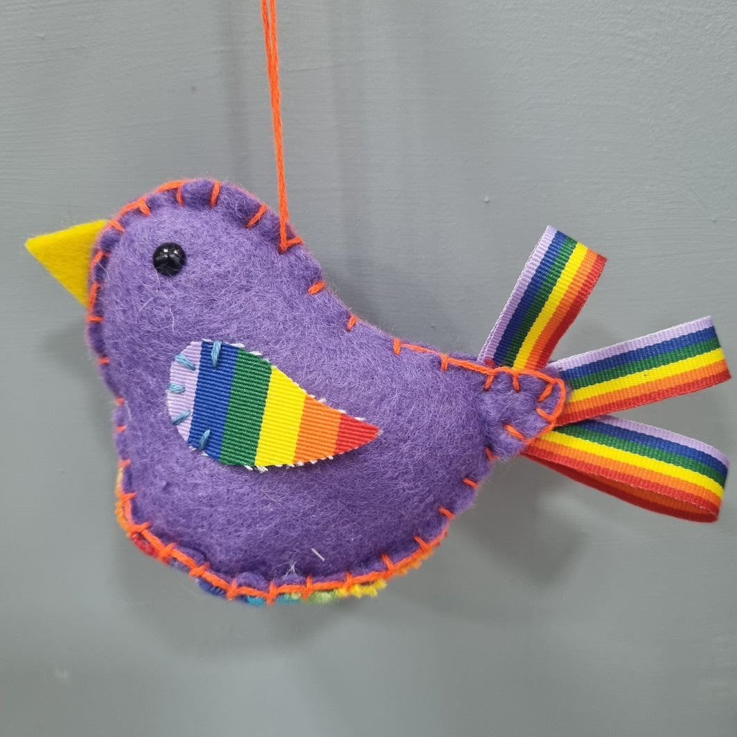 Bird - Rainbow Felt Bird Decoration - Lots of Colours - Quirky Threads Art