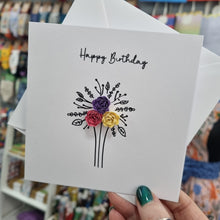 Load image into Gallery viewer, Greetings Card - Happy Birthday - Hand Rolled Paper Rose Bouquet - Flowers by Laurzy
