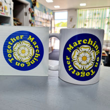 Load image into Gallery viewer, Mug - Marching On Together - Leeds United Mug - Fred &amp; Bo - Yorkshire Gifts - LUFC
