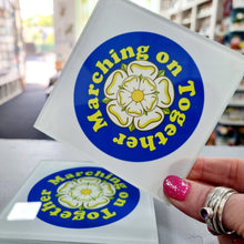 Load image into Gallery viewer, Coaster - Marching On Together Glass Coaster - Fred &amp; Bo - LUFC
