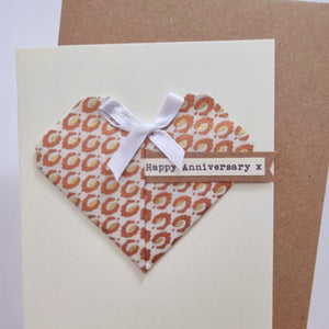 Happy Anniversary - Origami Heart Greetings Card - Hello Sweetie