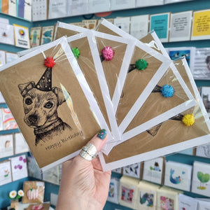 Dog in Party Hat Birthday Card - A6 size - Rosie the Dog - Best Efforts