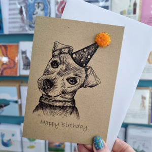 Dog in Party Hat Birthday Card - A6 size - Rosie the Dog - Best Efforts