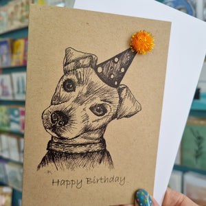 Dog in Party Hat Birthday Card - A6 size - Rosie the Dog - Best Efforts