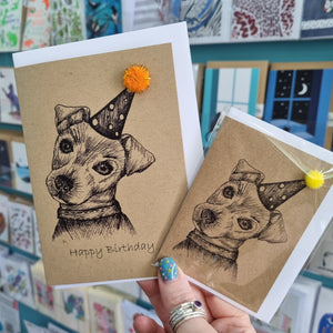 Dog in Party Hat Birthday Card - A6 size - Rosie the Dog - Best Efforts