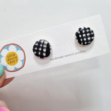 Load image into Gallery viewer, Ceramic Abstract Doodle Stud Earrings - Monochrome - Upsydaisy Craft
