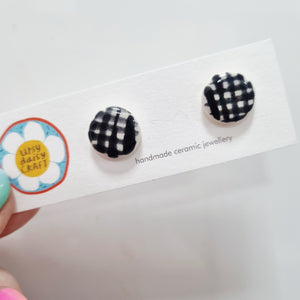 Ceramic Abstract Doodle Stud Earrings - Monochrome - Upsydaisy Craft