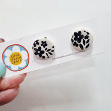 Load image into Gallery viewer, Ceramic Abstract Doodle Stud Earrings - Monochrome - Upsydaisy Craft
