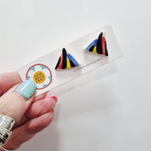 Ceramic Abstract Doodle Stud Earrings - Colourful - lots to choose - Upsydaisy Craft