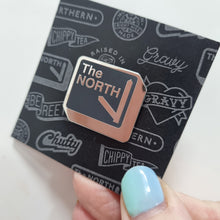 Load image into Gallery viewer, Enamel Pin - The North Motorway Sign - Right Nice Stuff - Yorkshire Gift Idea
