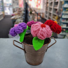 Load image into Gallery viewer, Crochet Flower Bouquet in Metal Bucket - Lots of colours - Best Efforts

