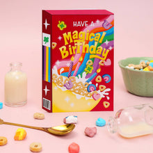 Load image into Gallery viewer, Greetings Card - Magical Rainbow Lucky Cereal Box Birthday Card - Ricicle
