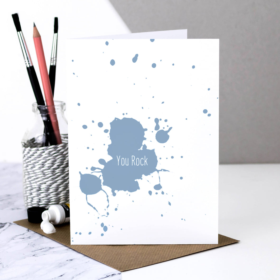 You Rock! Paint Splat Congratulations Card - Motivational Card - Exams - Well Done - Coulson Macleod