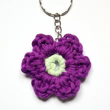 Load image into Gallery viewer, Crocheted Flower Keyring - Lots of Colours - Robins and Rainbows

