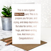 Load image into Gallery viewer, Greetings Card - Rose Gold Foiled Funny New Baby Card - Coulson Macleod
