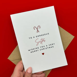 Sister Christmas Card - To a Gorgeous Sister - Swale Studios