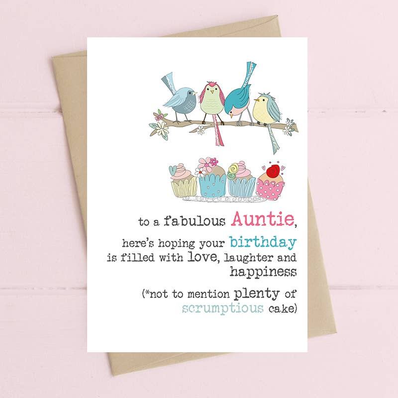 Auntie - Birthday Filled With Cake - Greetings Card - Dandelion Stationery