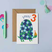 Load image into Gallery viewer, Greetings Card - 3rd Birthday - Tortoise Age 3 Card - Mifkins
