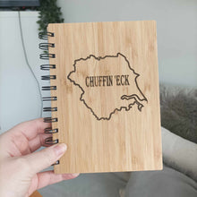 Load image into Gallery viewer, Bamboo covered notebook - Chuffin Eck - Yorkshire Sayings - Fred &amp; Bo

