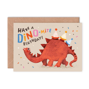 Dino-mite Birthday Card - Dinosaur Puns - Emily Nash Illustration