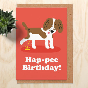 Hap-Pee Birthday - Dog Birthday Card - Studio Boketto