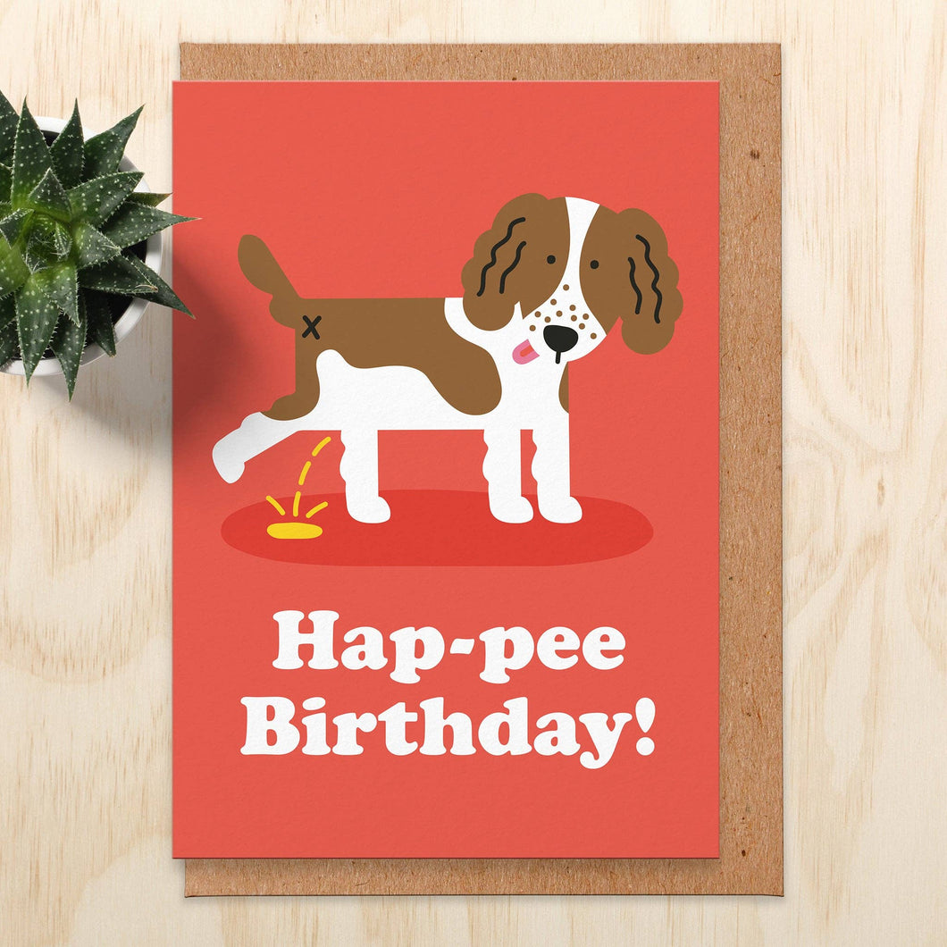 Hap-Pee Birthday - Dog Birthday Card - Studio Boketto