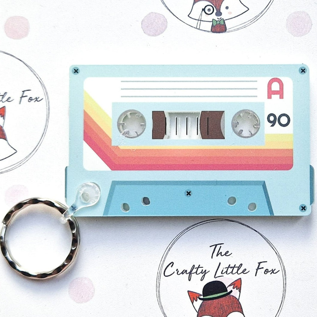 Retro Cassette Keyrings - Acrylic Keyring - The Crafty Little Fox