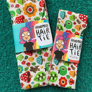 Fabric hair ties - Mushrooms - Dawny's Sewing Room - Adult and child size