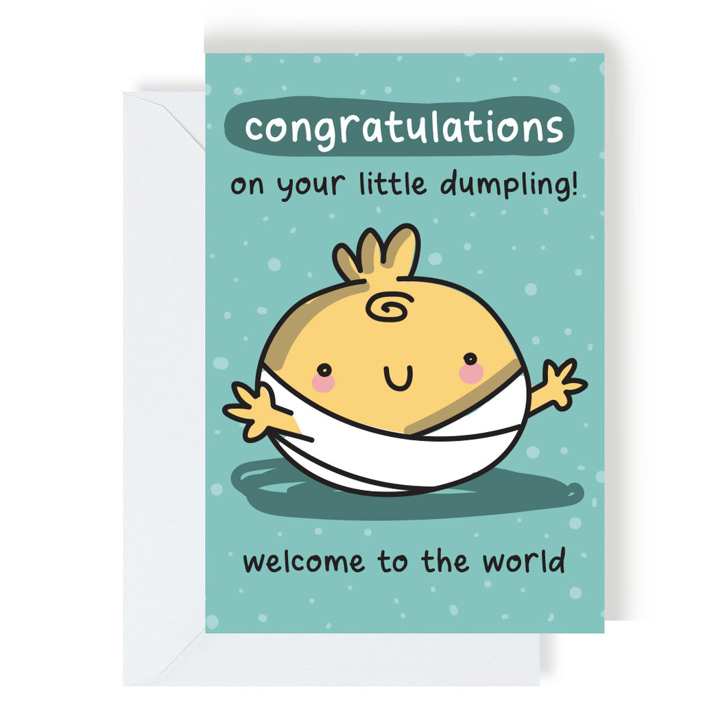 Greetings Card - Congratulations on your little dumpling - New Baby - The Playful Indian