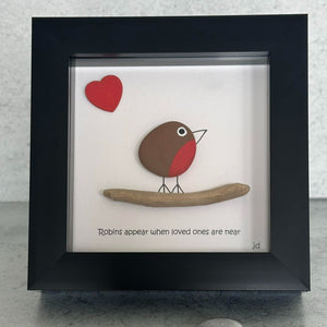 Robins Appear when Loved Ones are near - Pebble Art Frame (Small) - Pebbled19