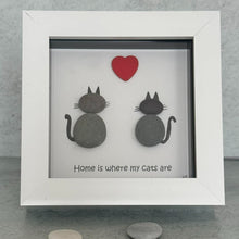 Load image into Gallery viewer, Cats Pebble Art Frame  - Home is where my cats are - Pebbled19
