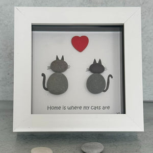 Cats Pebble Art Frame  - Home is where my cats are - Pebbled19