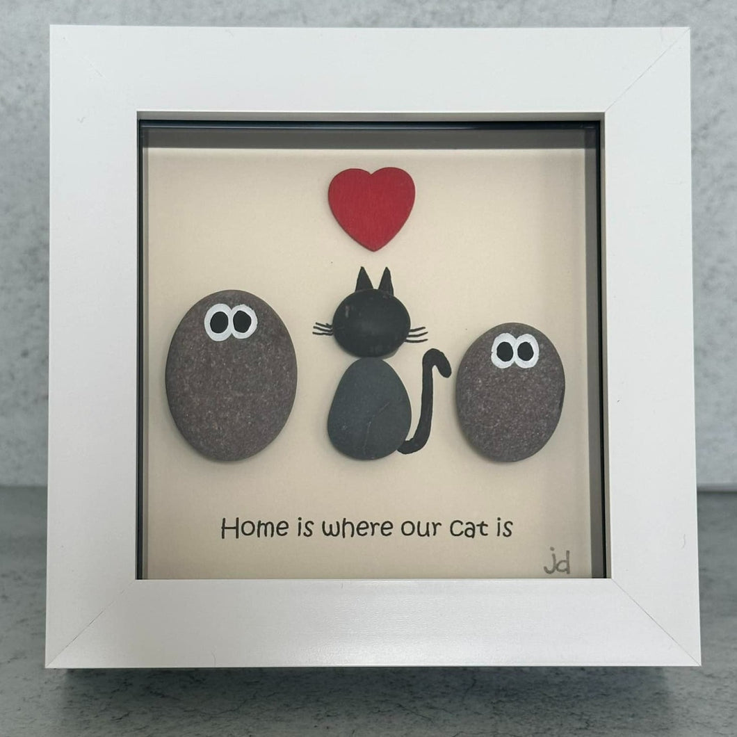 Cat Pebble Art Frame  - Home is where my cats are - Pebbled19