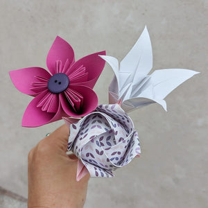 Paper Origami Flower Bouquet - Pink - Origami Blooms