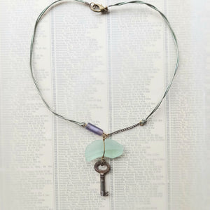 Seaglass and Antique Key Necklace - Urban Magpie