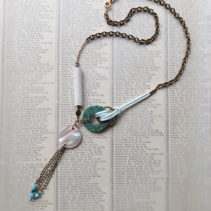Verdigris and Mother of Pearl Necklace - Urban Magpie