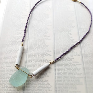 Seaglass and Clay Pipe Egyptian style necklace - Urban Magpie