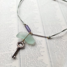 Load image into Gallery viewer, Seaglass and Antique Key Necklace - Urban Magpie
