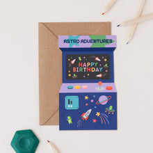 Load image into Gallery viewer, Greetings Card - Astro Adventures Arcade Video Game Birthday Card for Gamers - Mifkins
