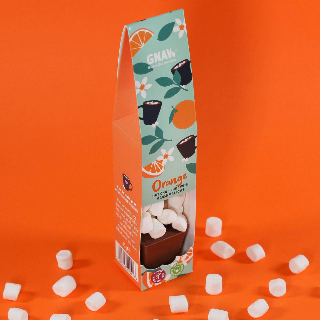 Hot Chocolate Stirrer - Orange Milk Chocolate With Marshmallows - GNAW Chocolate