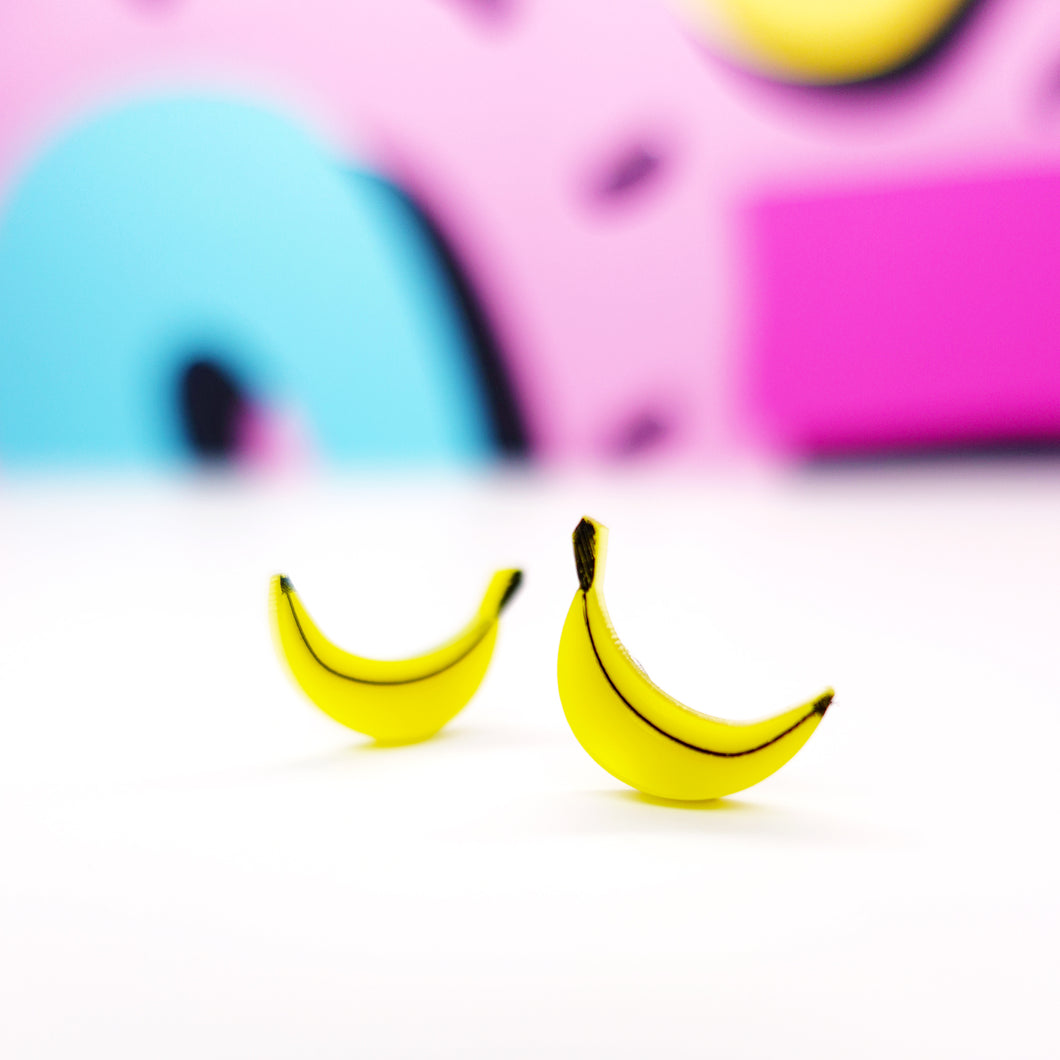 Banana Stud Earrings - Acrylic Earrings - Silly Loaf