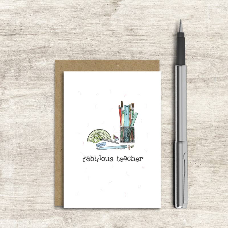 Mini Card - Fabulous Teacher - Greetings Card - Dandelion Stationery