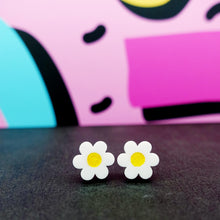 Load image into Gallery viewer, Daisy Stud Earrings - Yellow - Acrylic Earrings - Silly Loaf
