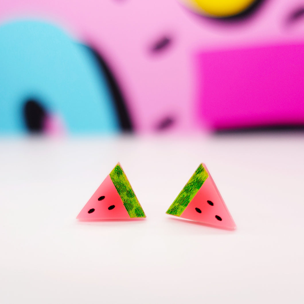 Watermelon Stud Earrings - Acrylic Earrings - Silly Loaf