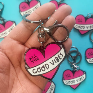 Key chain - Good Vibes - Keyring - The Playful Indian