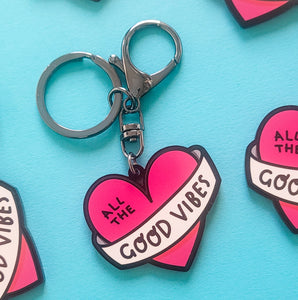 Key chain - Good Vibes - Keyring - The Playful Indian